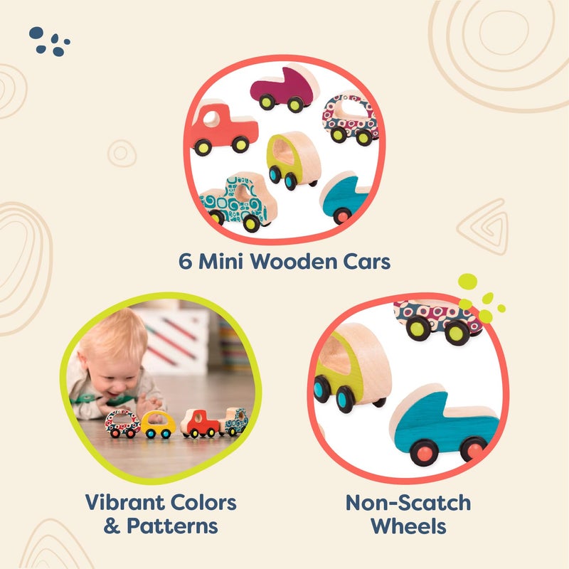 B. toys â€“ Wooden Toy Cars Set with 6 Colorful Vehicles for Kids & Toddlers â€“ Durable Trucks â€“ Easy â€“ Grip Kids Toys for Ages 1+ - Image 2